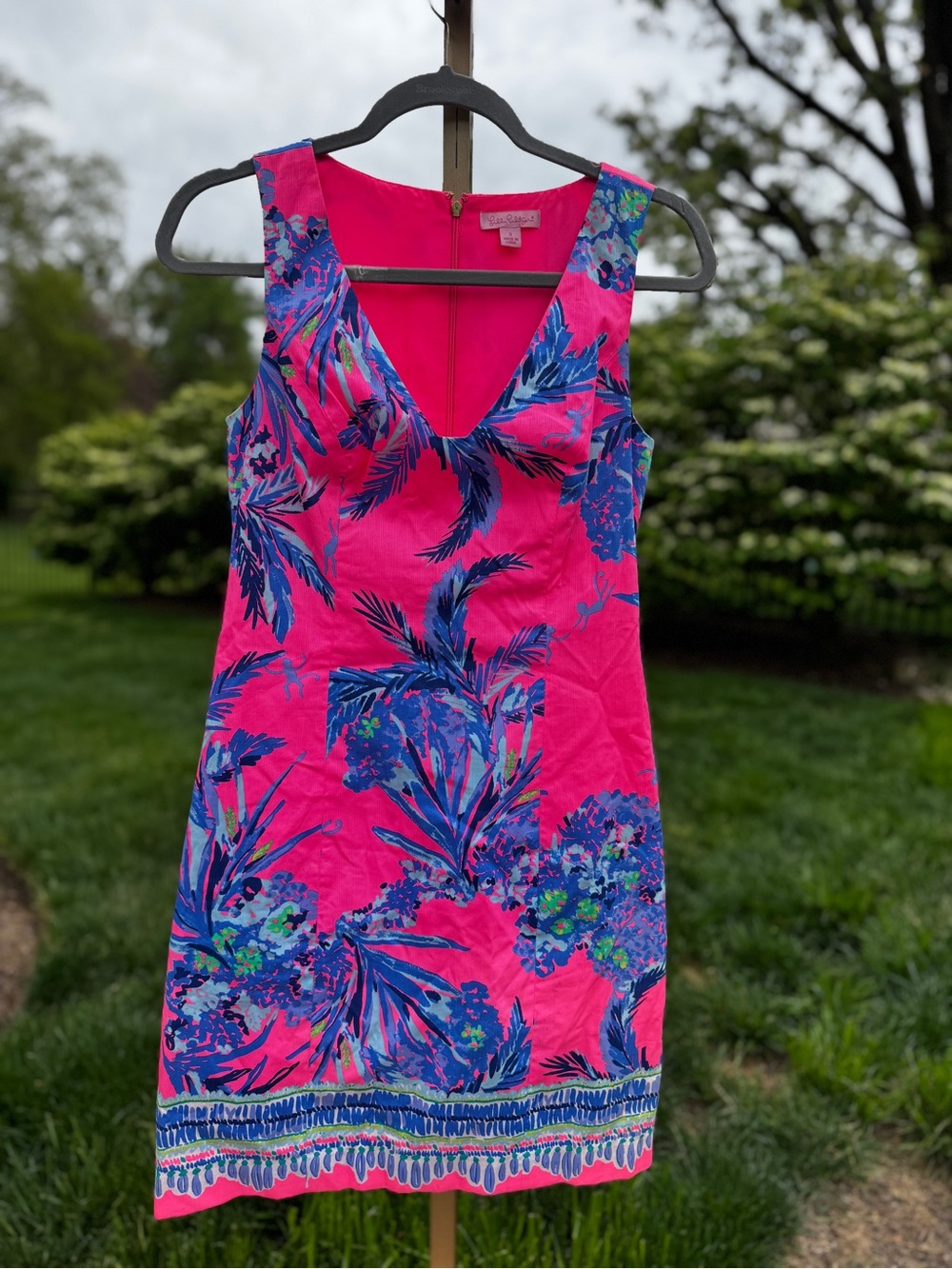 Lilly Pulitzer Tandie Shift Tiki Pink Out On A Limb Dress Lined Zipper Size 2 Sm